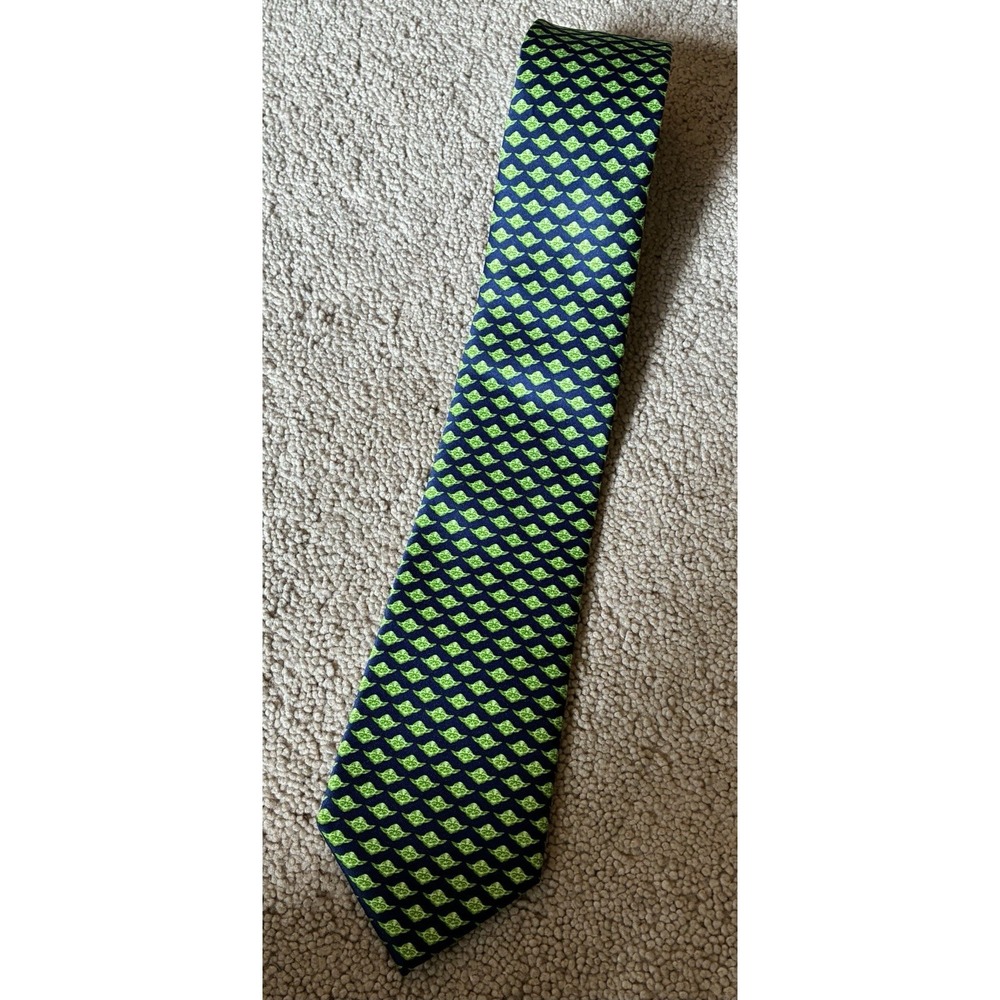 Star Wars Yoda Mens Necktie Blue with Green Yoda Pattern Polyester New #1285